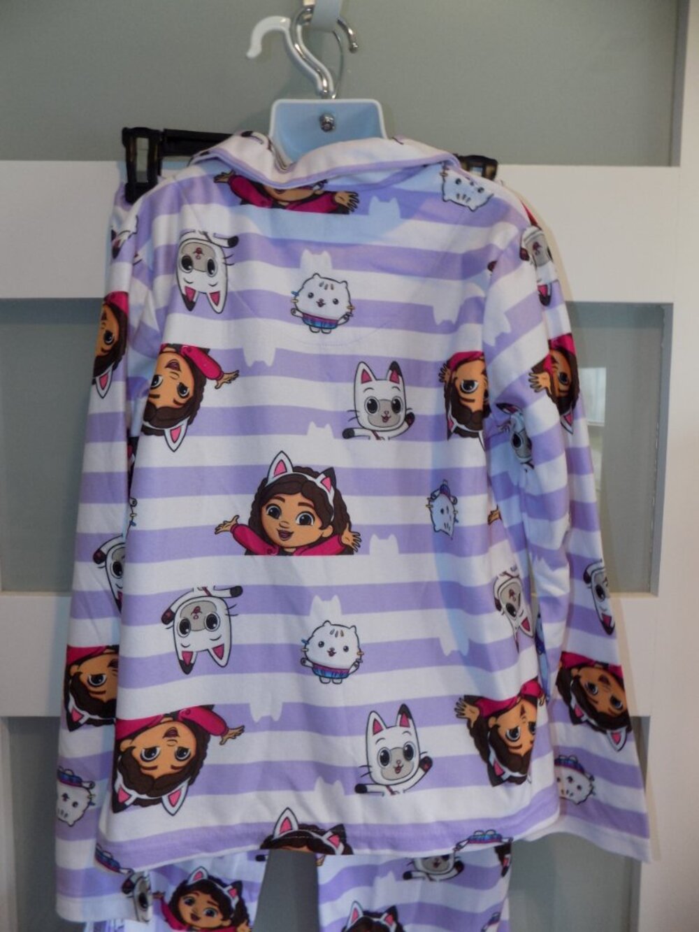 Gabby's Dollhouse Purple/White Striped 2PC Pajama Set Size 10 Girl's NEW - Picture 3 of 5